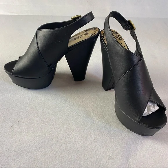Black Peep Toe Platform Sandals women size 8 NWT 4” heel - Picture 5 of 6